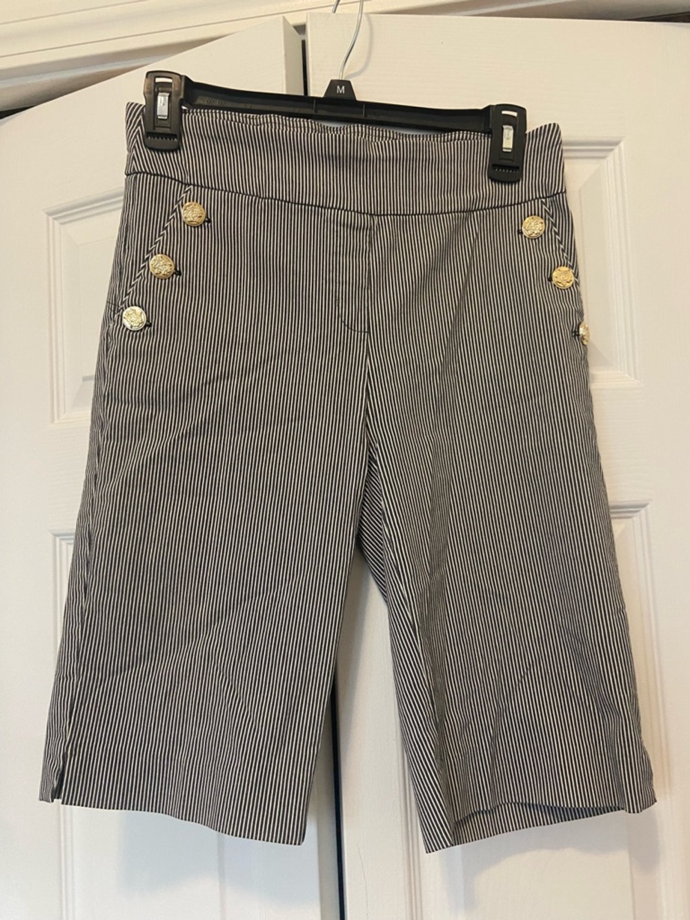 Liz Claiborne Black and White Pinstripe Sailor-Style Shorts